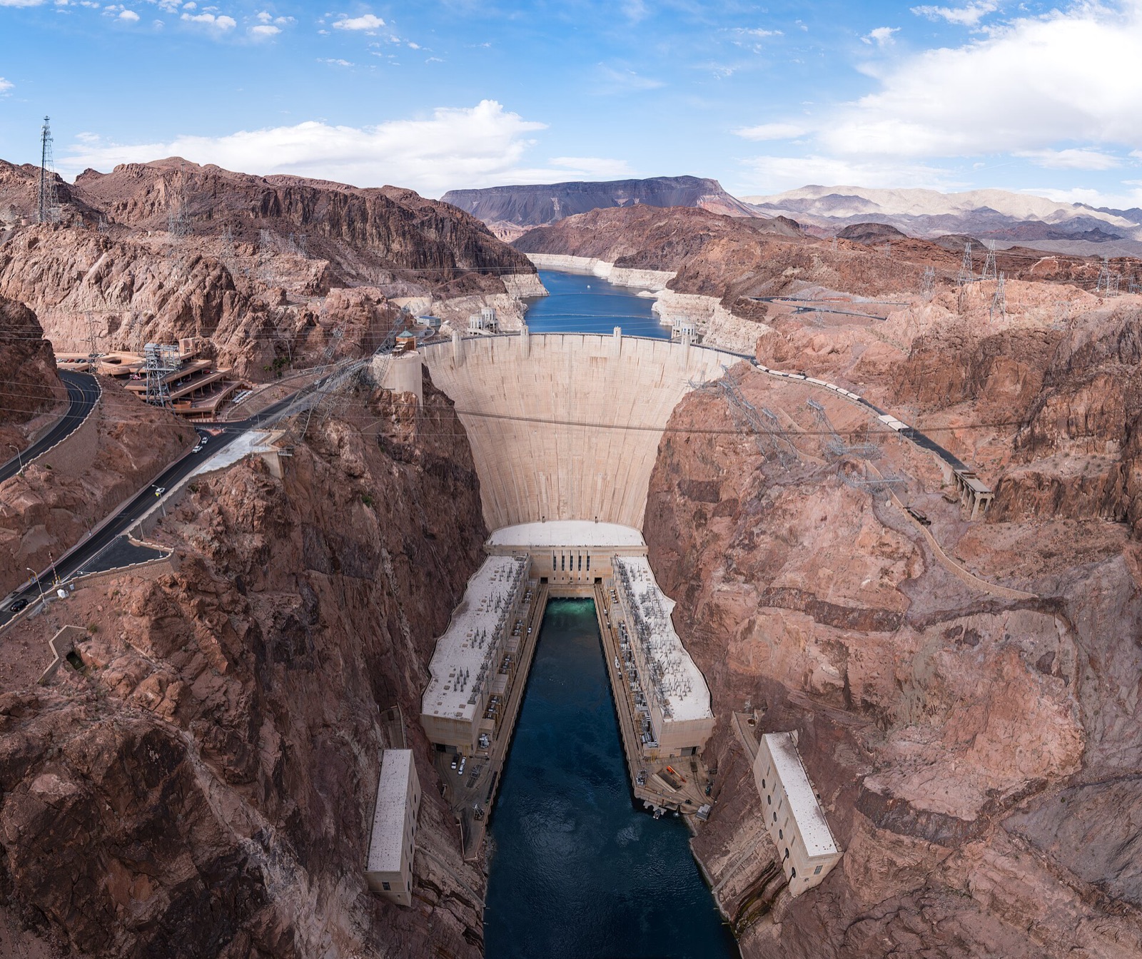 Hoover Dam and Black Canyon seen from above